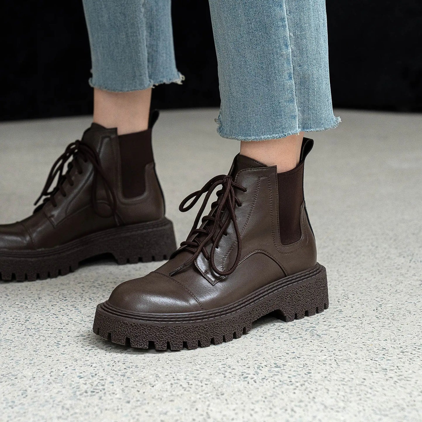Split Leather Gladiator Ankle Boots - Ghoddosh