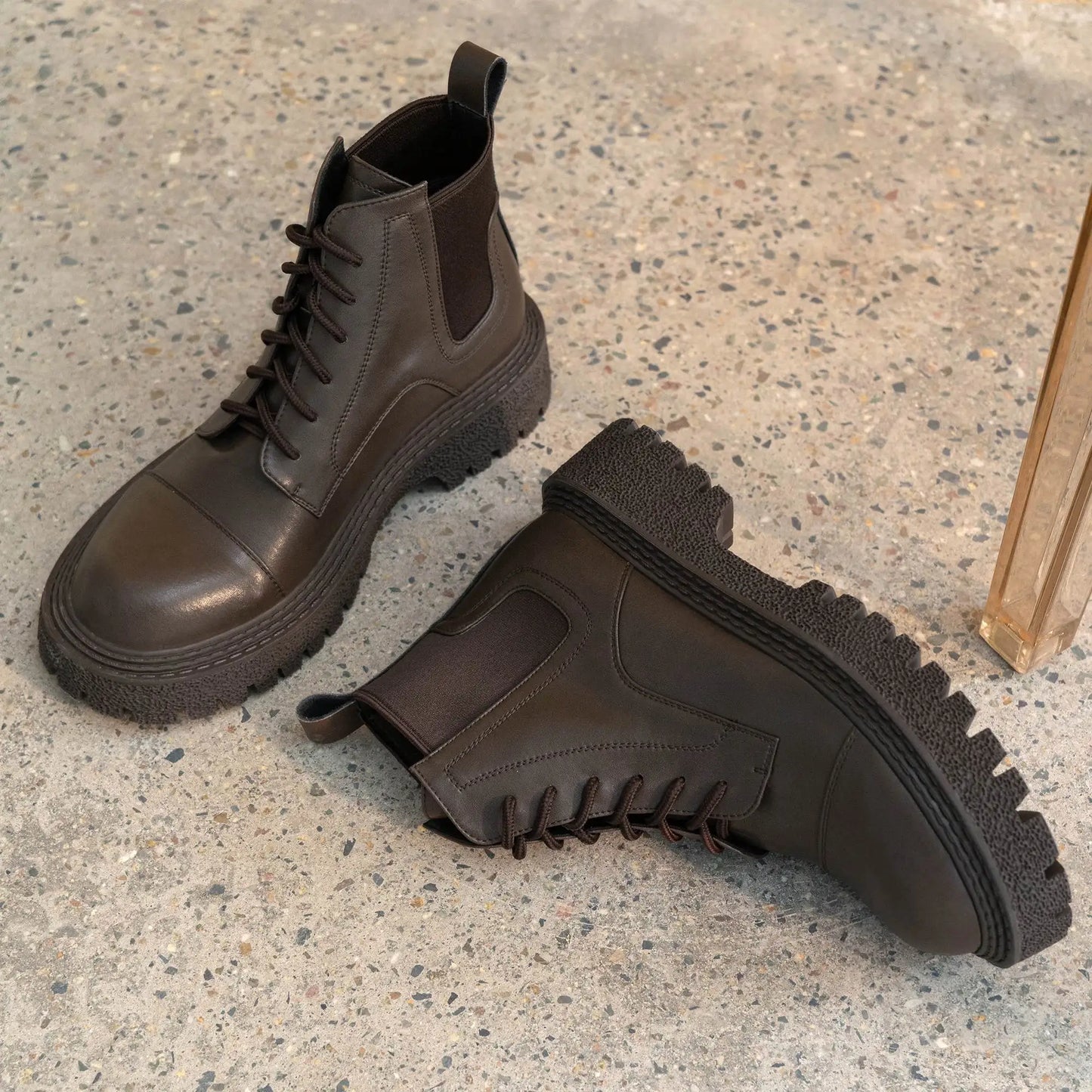 Split Leather Gladiator Ankle Boots - Ghoddosh