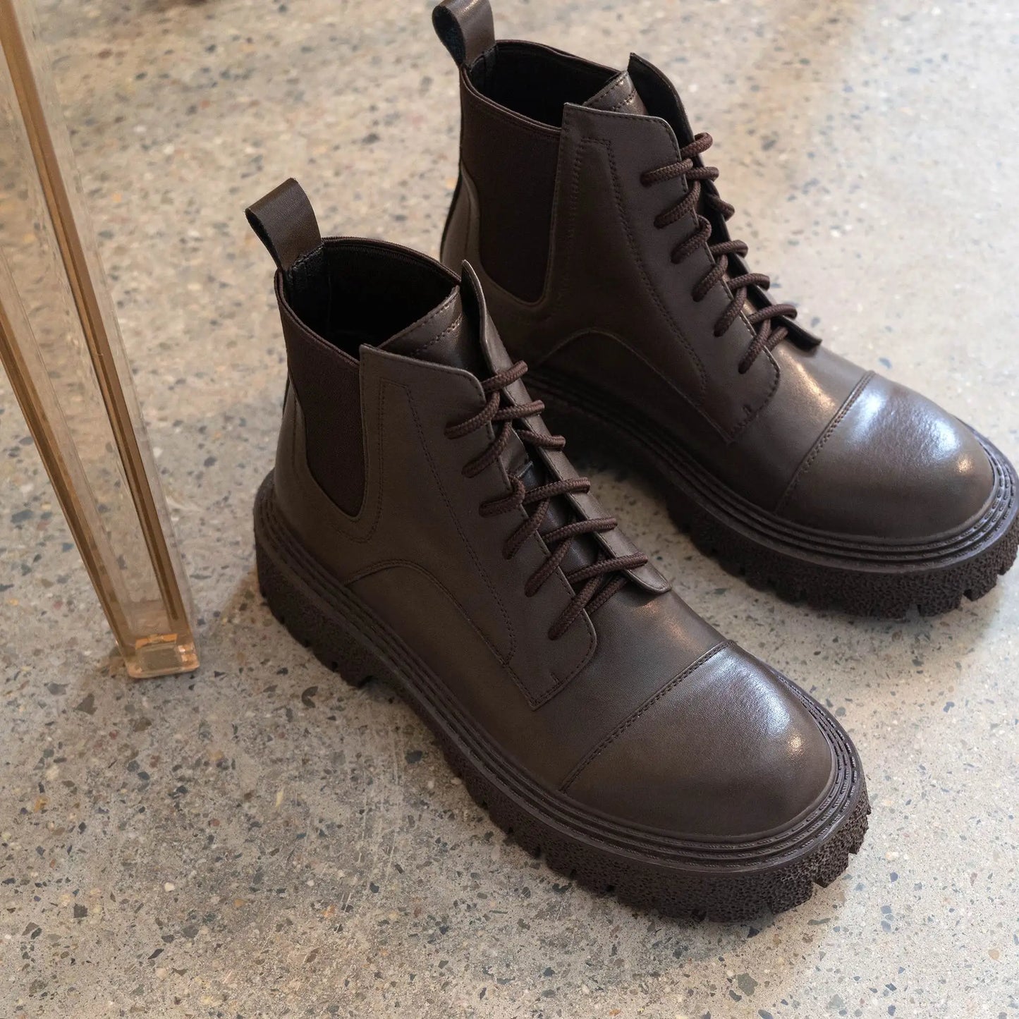 Split Leather Gladiator Ankle Boots - Ghoddosh