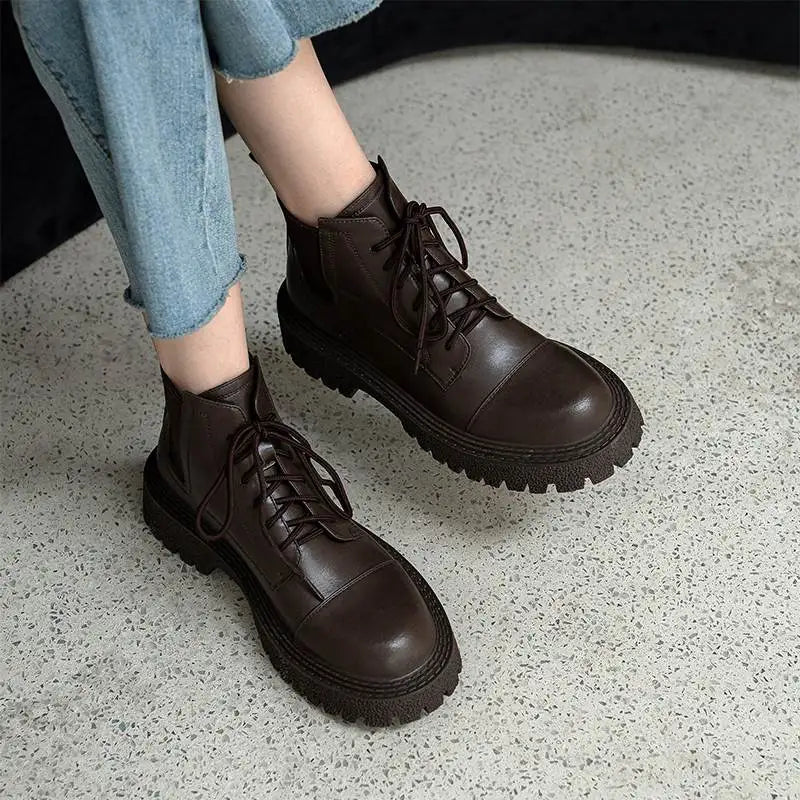Split Leather Gladiator Ankle Boots - Ghoddosh