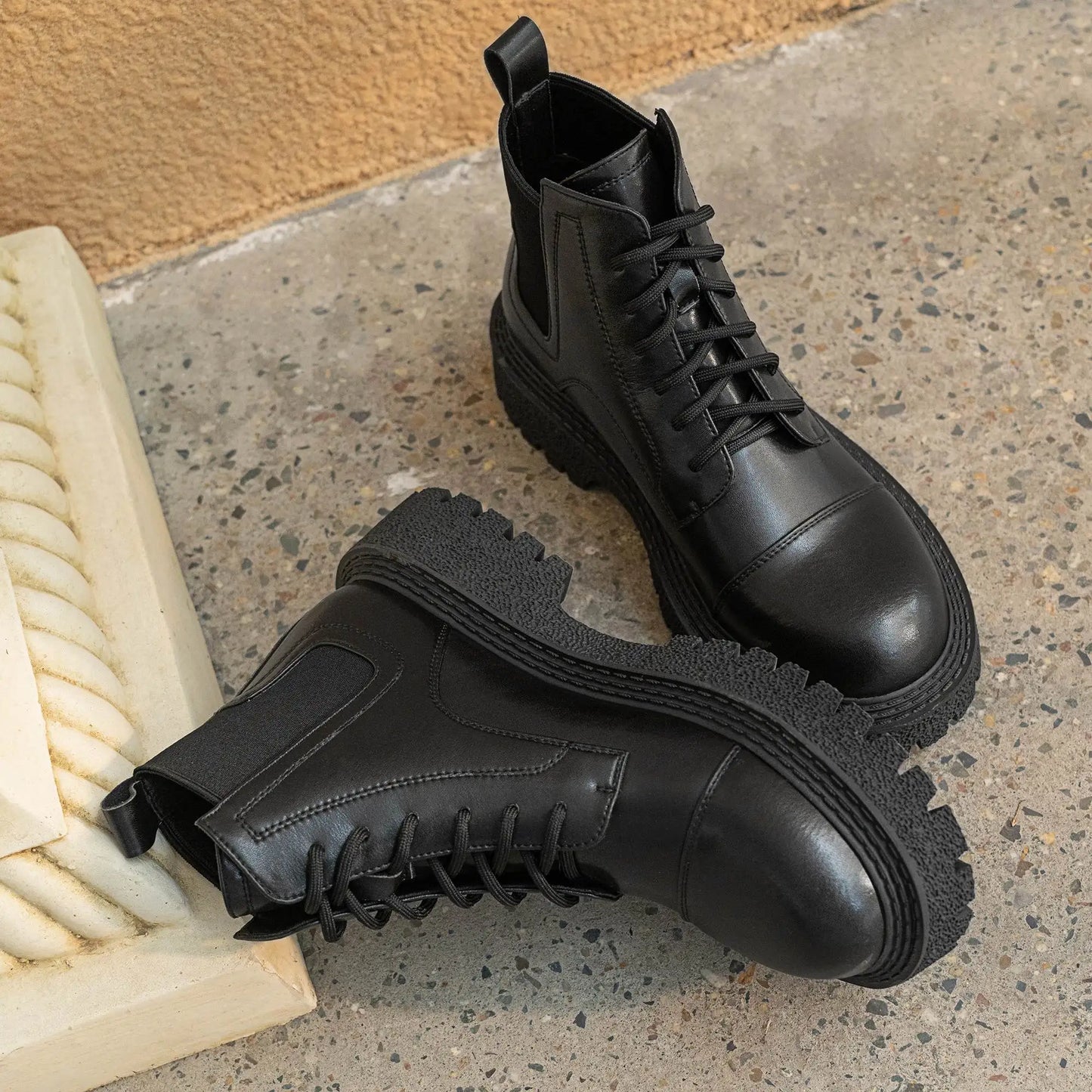 Split Leather Gladiator Ankle Boots - Ghoddosh