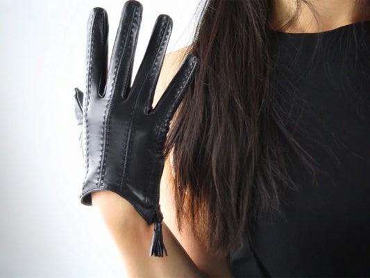 Touchscreen Women Genuine Leather Goatskin Gloves . Ghoddosh