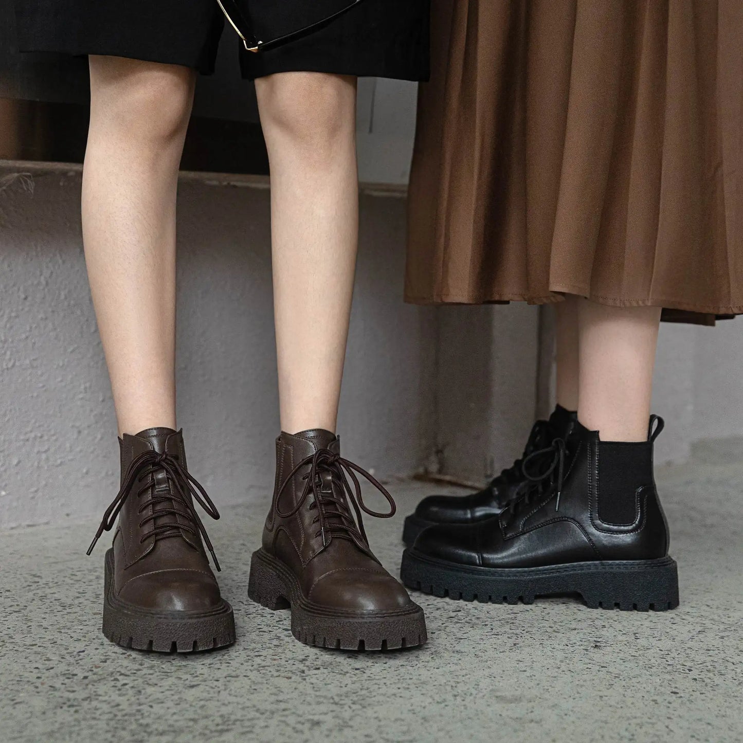 Split Leather Gladiator Ankle Boots - Ghoddosh