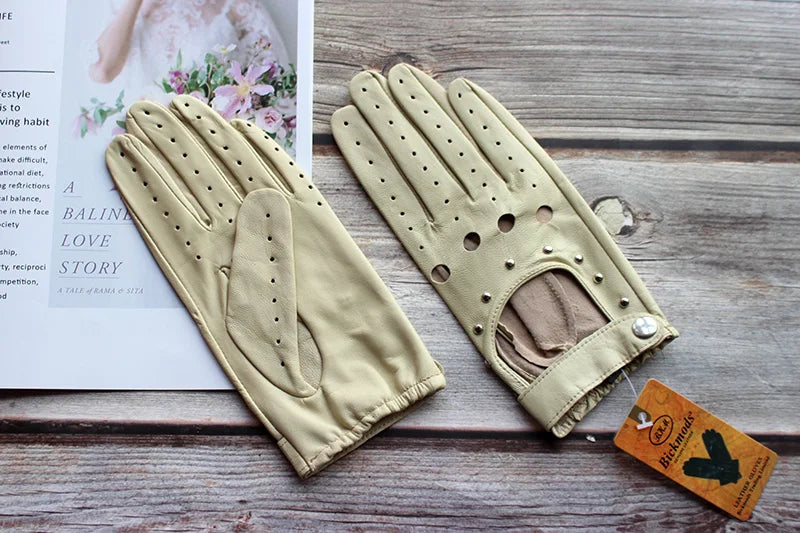 Equestrian Summer  Women's  Leather Gloves / Unlined Fashion Hollow Out Style . Ghoddosh