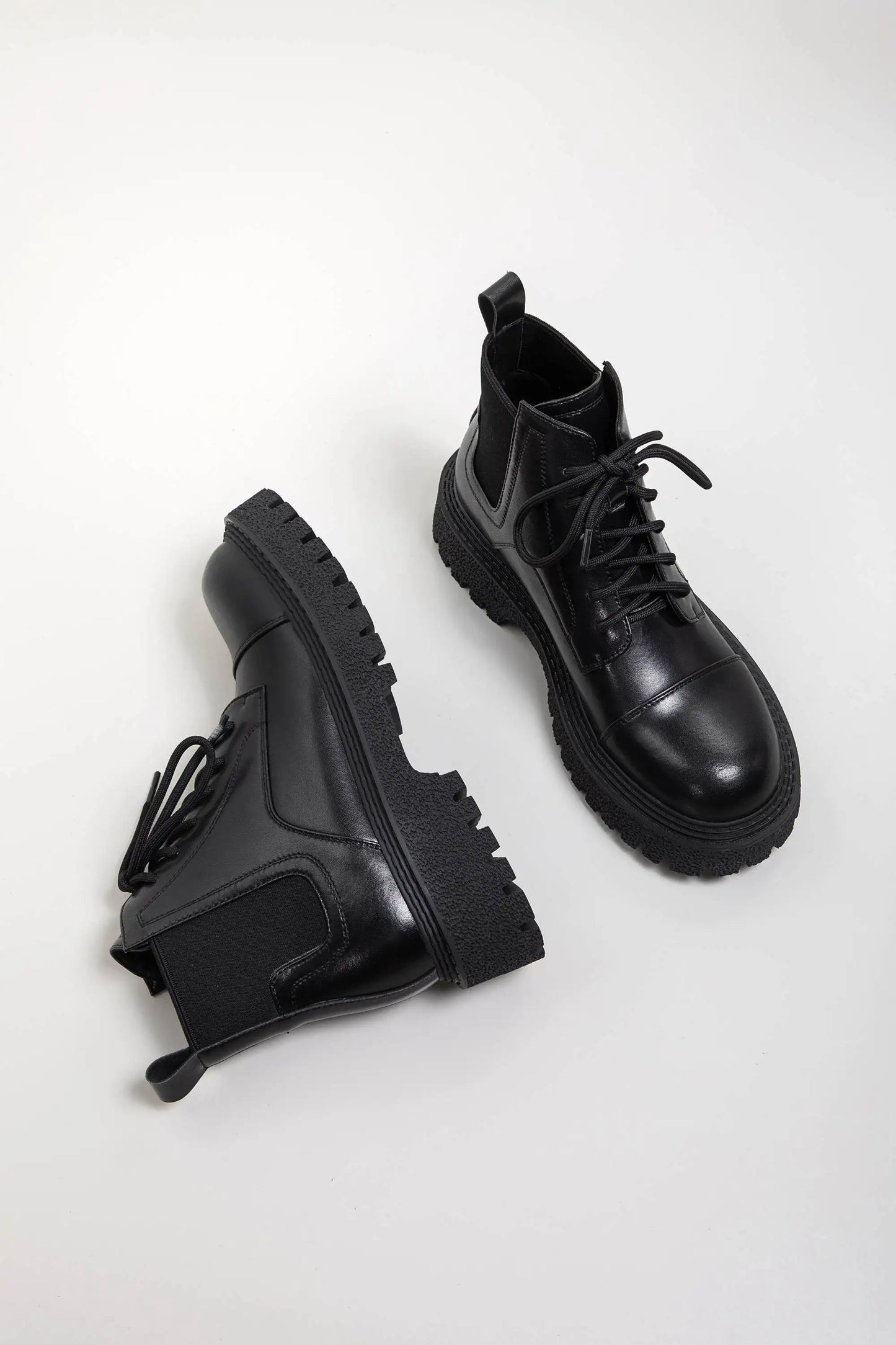 Split Leather Gladiator Ankle Boots - Ghoddosh