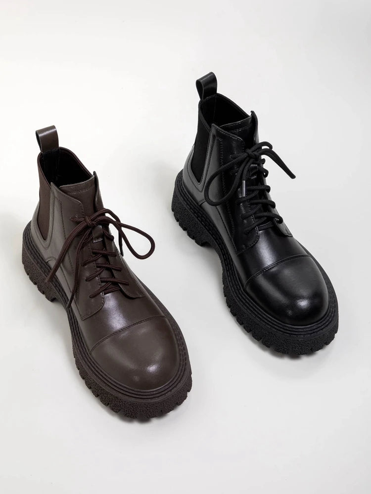 Split Leather Gladiator Ankle Boots - Ghoddosh