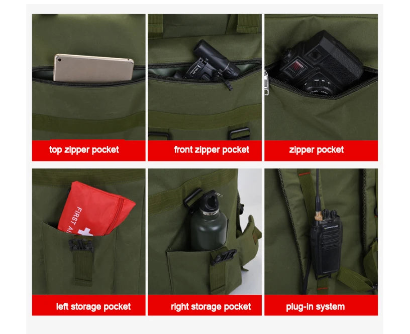 120L Men Backpack Large Outdoor Luggage Tactical Shoulder Bag - Ghoddosh
