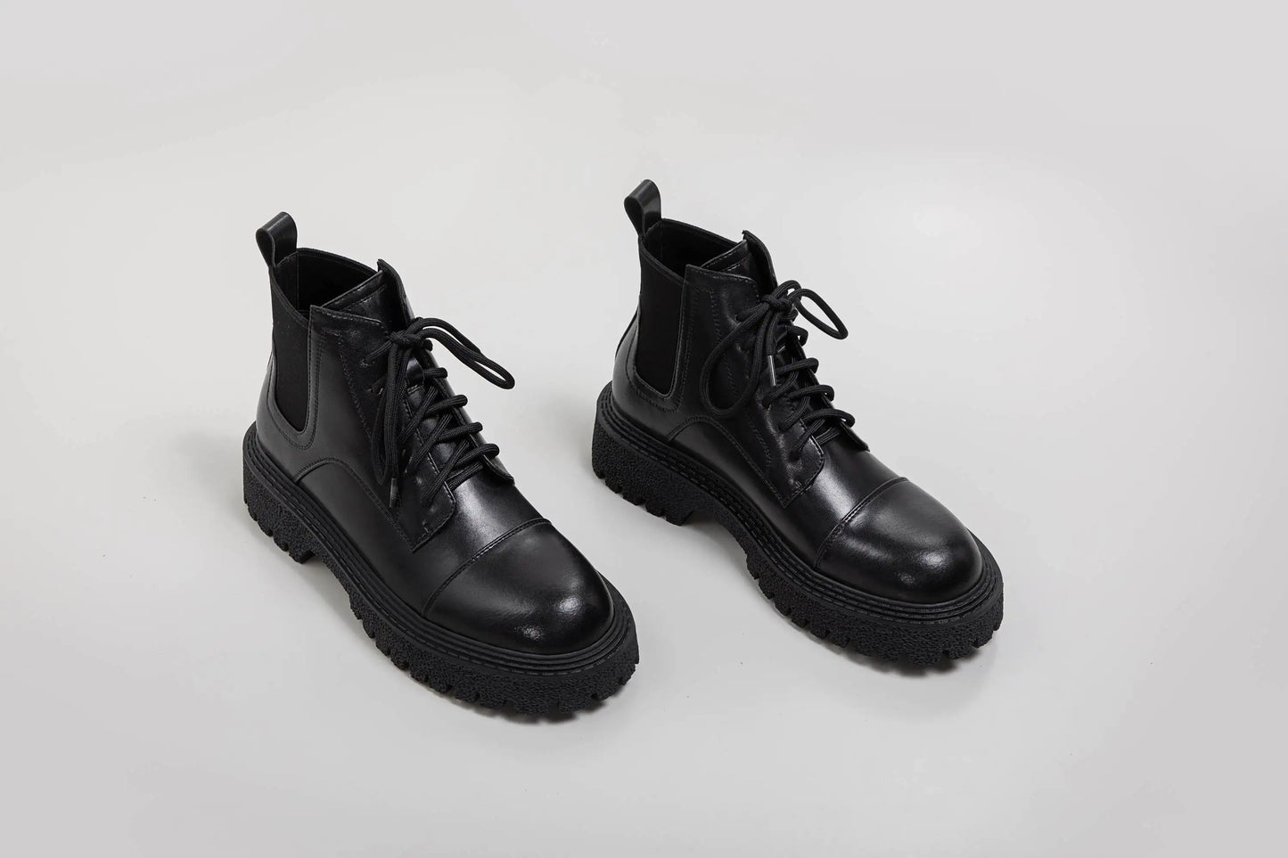Split Leather Gladiator Ankle Boots - Ghoddosh
