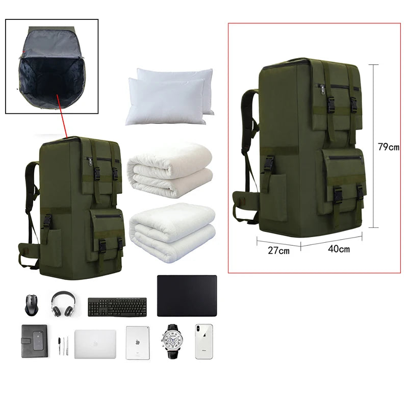 120L Men Backpack Large Outdoor Luggage Tactical Shoulder Bag - Ghoddosh