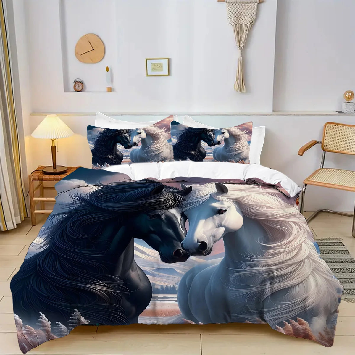 Horses 3D Printed Luxury Bedding set -  Wildlife Style Comfortable Bed  set