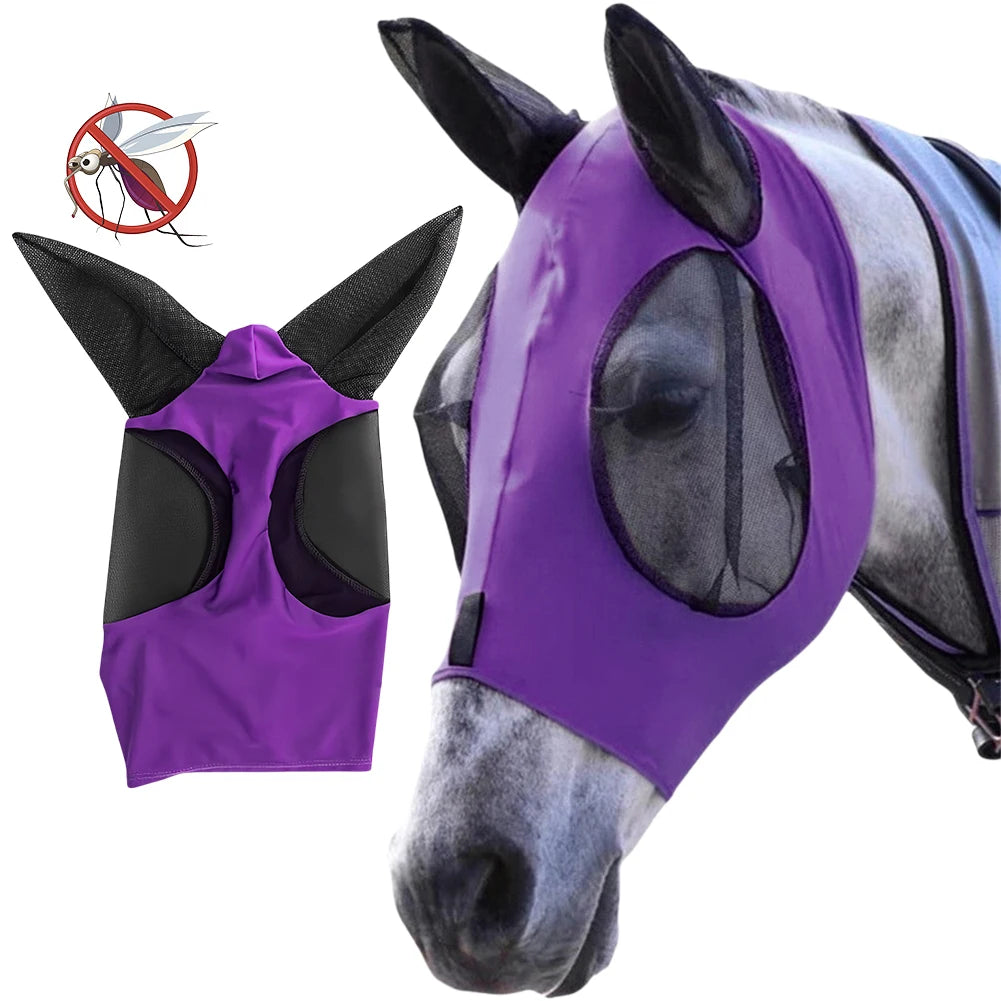 Anti Fly , Breathable Stretchy Knitted Mesh Mask with Ear Protection