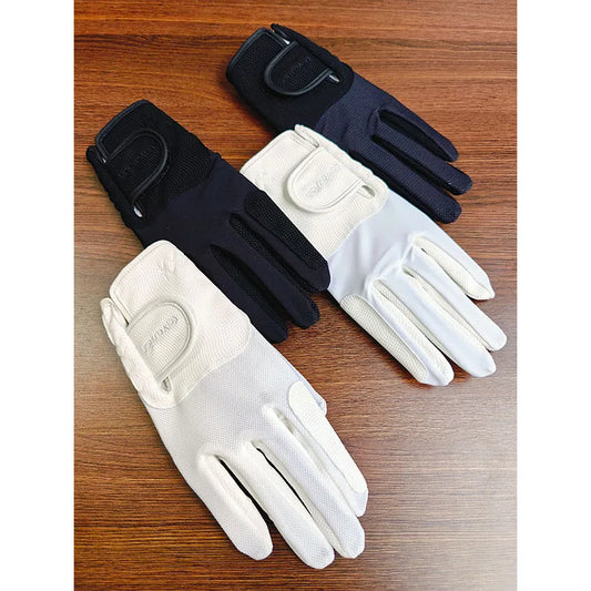 Adult equestrian gloves white color with  anti-slip and  hand protector