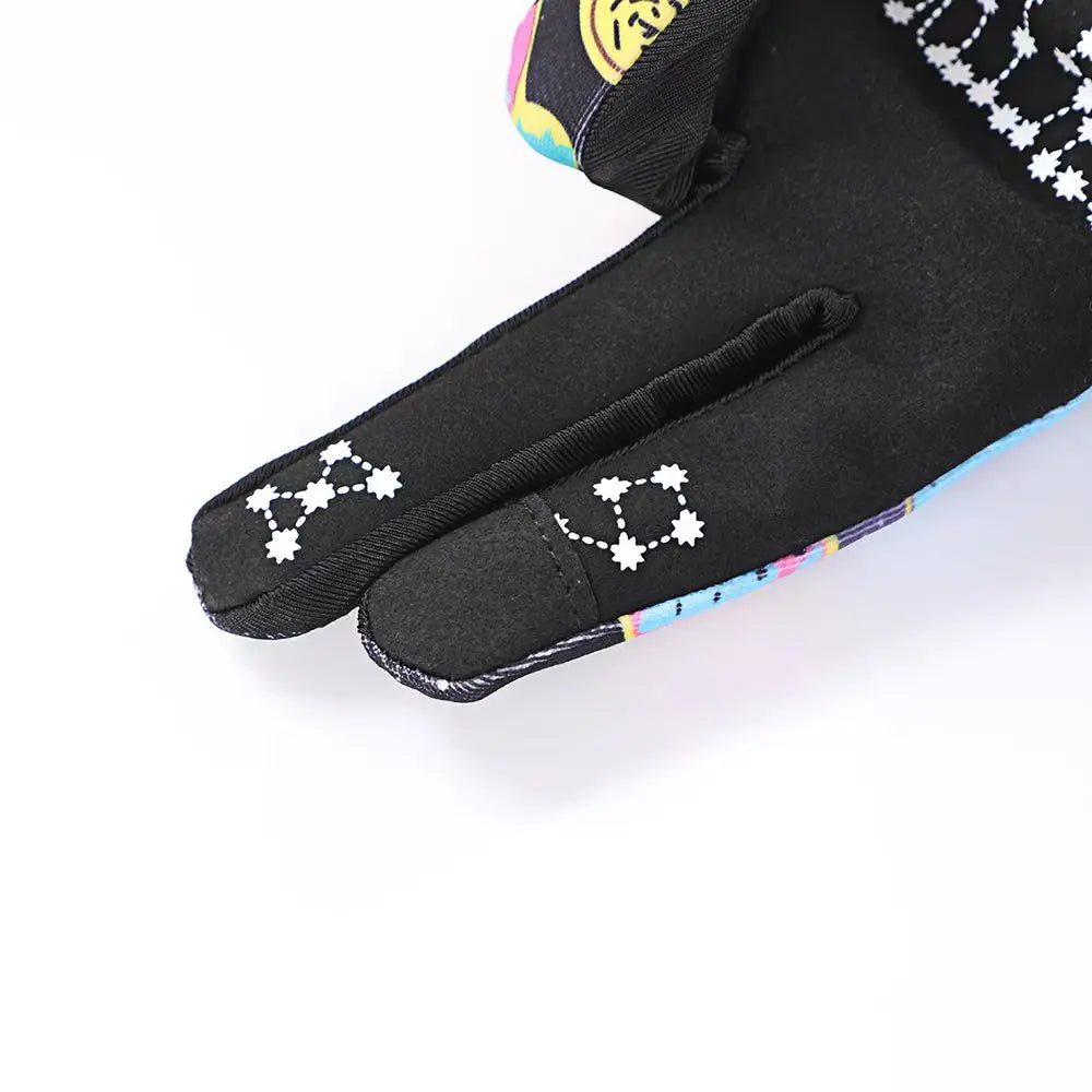 Kids Glitz Donut Wheel Gloves – Colorful Long-Finger Touchscreen Riding Gloves