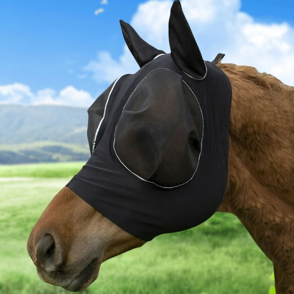Anti Fly , Breathable Stretchy Knitted Mesh Mask with Ear Protection