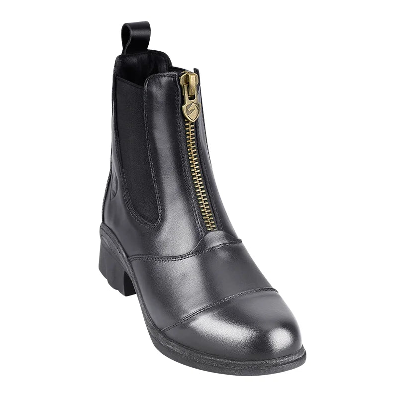 Cowhide Leather Short Equestrian Training Boots – YKK Zipper, English Style, Unisex