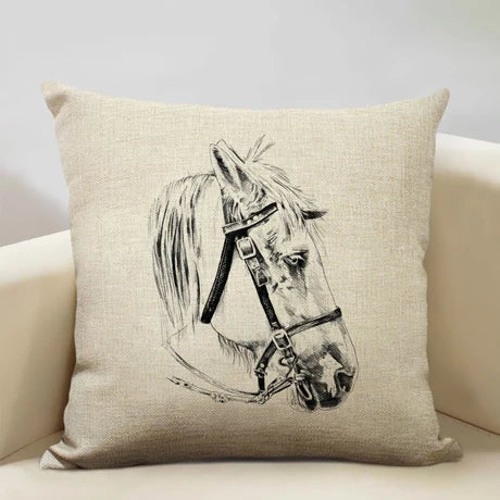 Horse Customized Cushion Cover  45x45cm Linen Pillow Case - Ghoddosh
