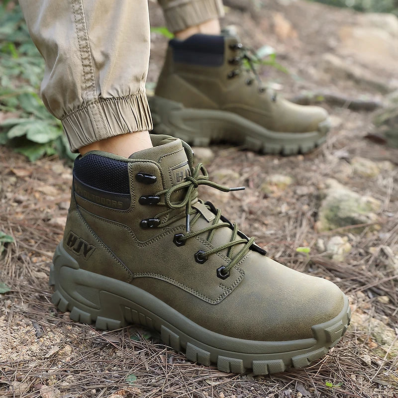 Top Leather Men's  Breathable  Boots , Outdoor Men Non-slip  Ankle Boots - Ghoddosh