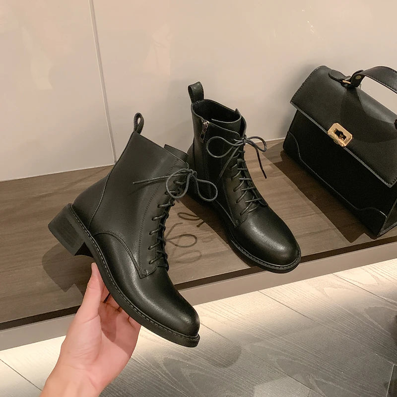 New Handmade Cow Leather Thick Heel -  Round Toe Modern Chelsea Ankle  Boots - Ghoddosh