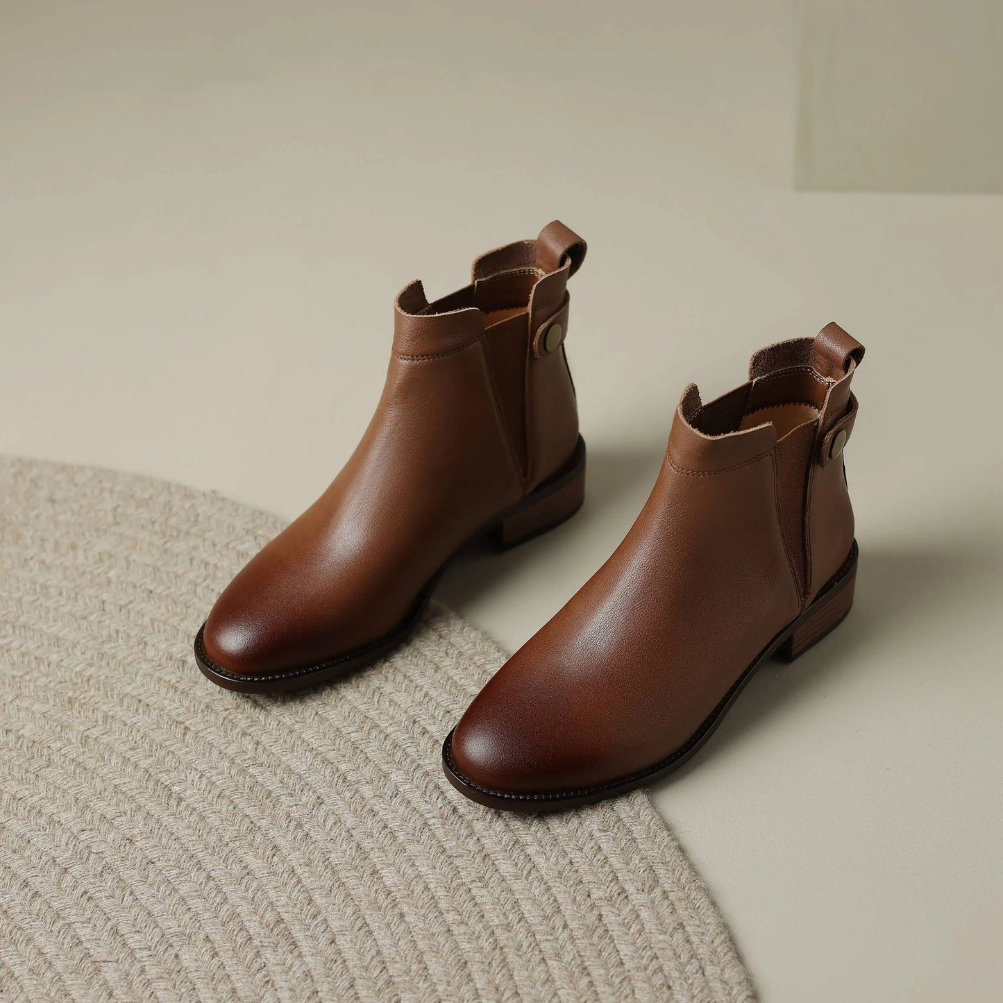 Men’s Genuine Leather Chelsea Ankle Boots — Durable Round-Toe, Elastic Gusset,- Ghoddosh