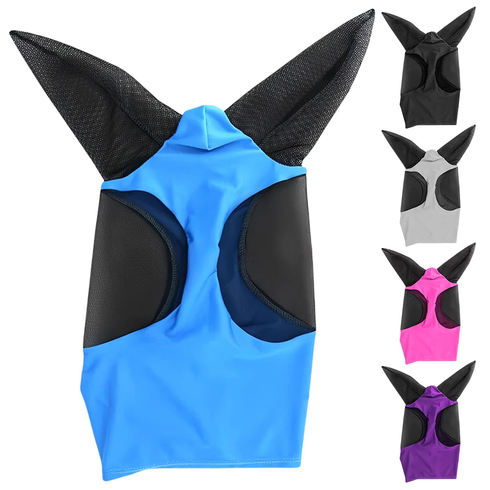 Anti Fly , Breathable Stretchy Knitted Mesh Mask with Ear Protection