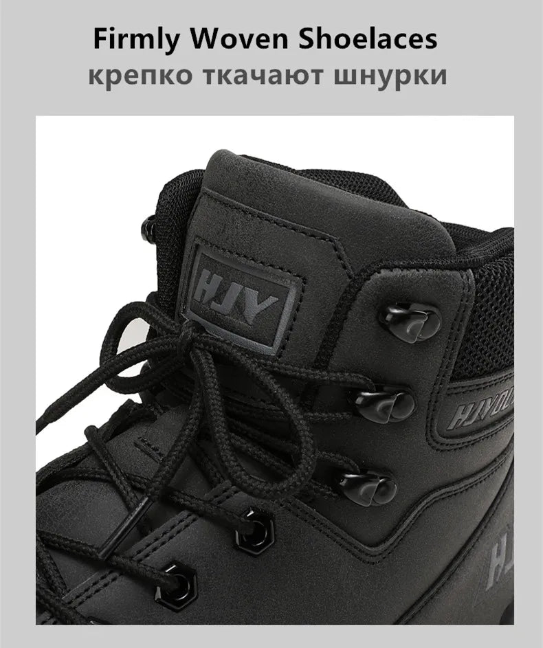 Top Leather Men's  Breathable  Boots , Outdoor Men Non-slip  Ankle Boots - Ghoddosh