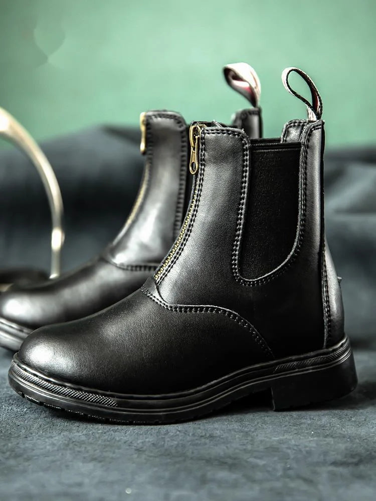 Equestrian Half Boots Riding Shoes / Cowhide Thick Wear-resistant Riding Boots