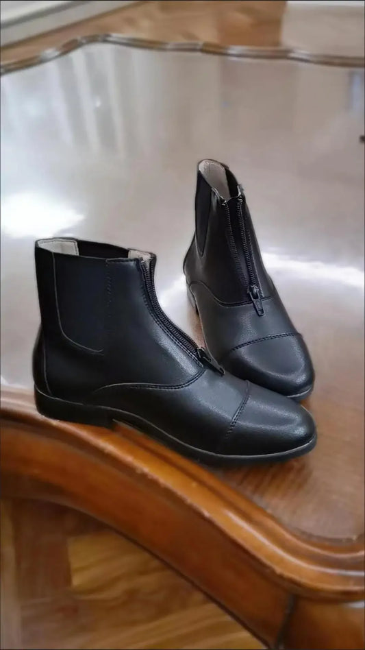 Men New Horse Riding half Boots Customized High Quality Zipper Shoes - Ghoddosh