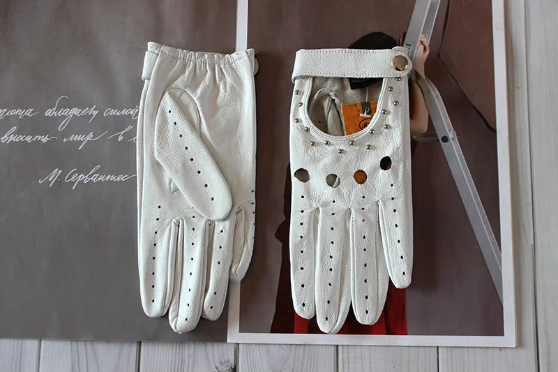 Equestrian Summer  Women's  Leather Gloves / Unlined Fashion Hollow Out Style . Ghoddosh