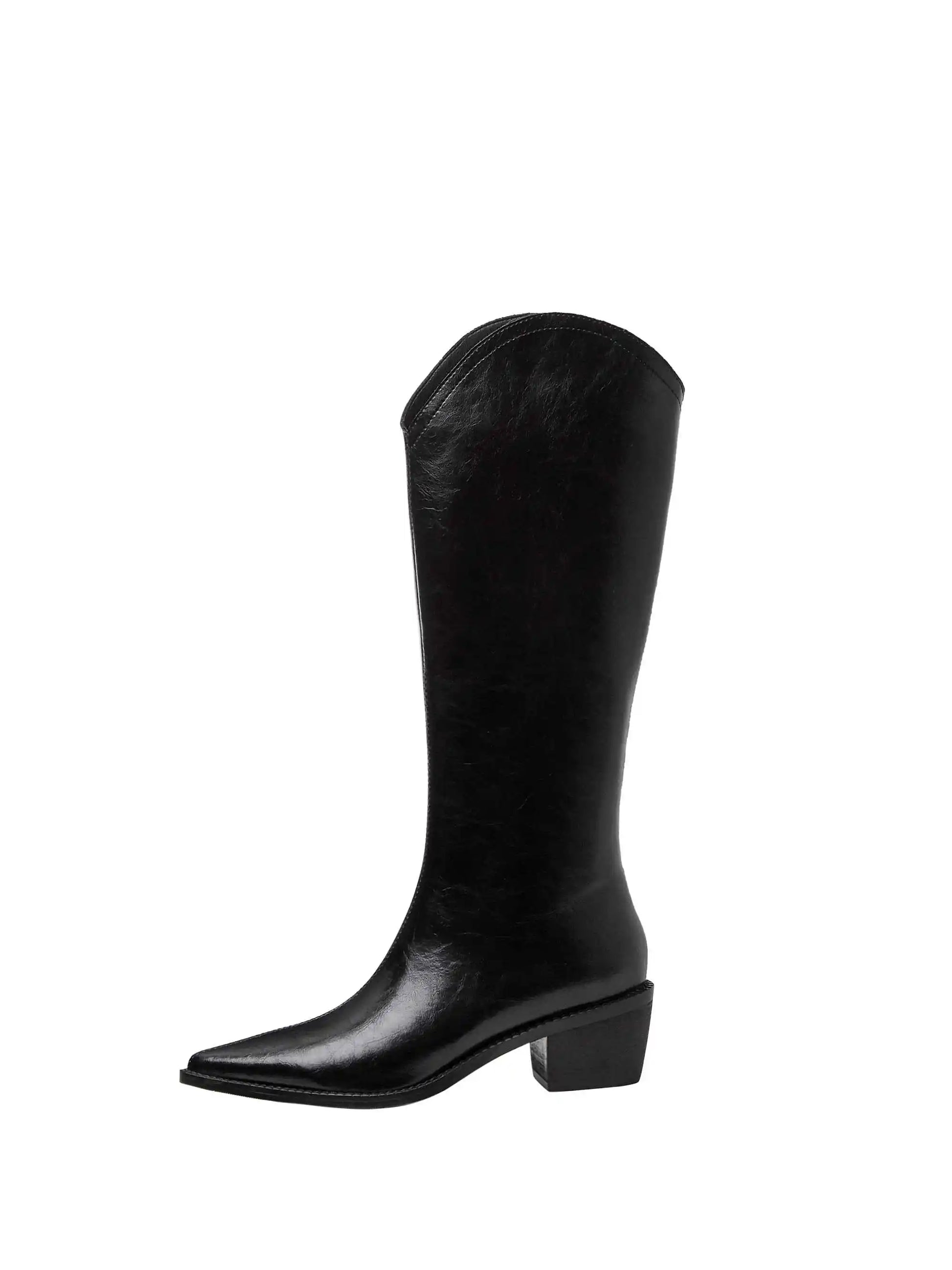 New Arrival Chic Cow Leather  Pointed Toe Riding Boots - Ghoddosh