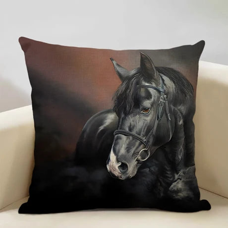 Horse Customized Cushion Cover  45x45cm Linen Pillow Case - Ghoddosh