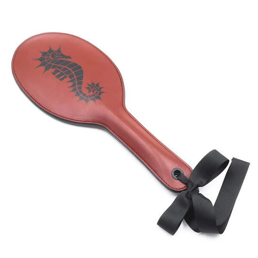 38.5CM PU Leather  Paddle Horse Whip, Seahorse Printed pattern