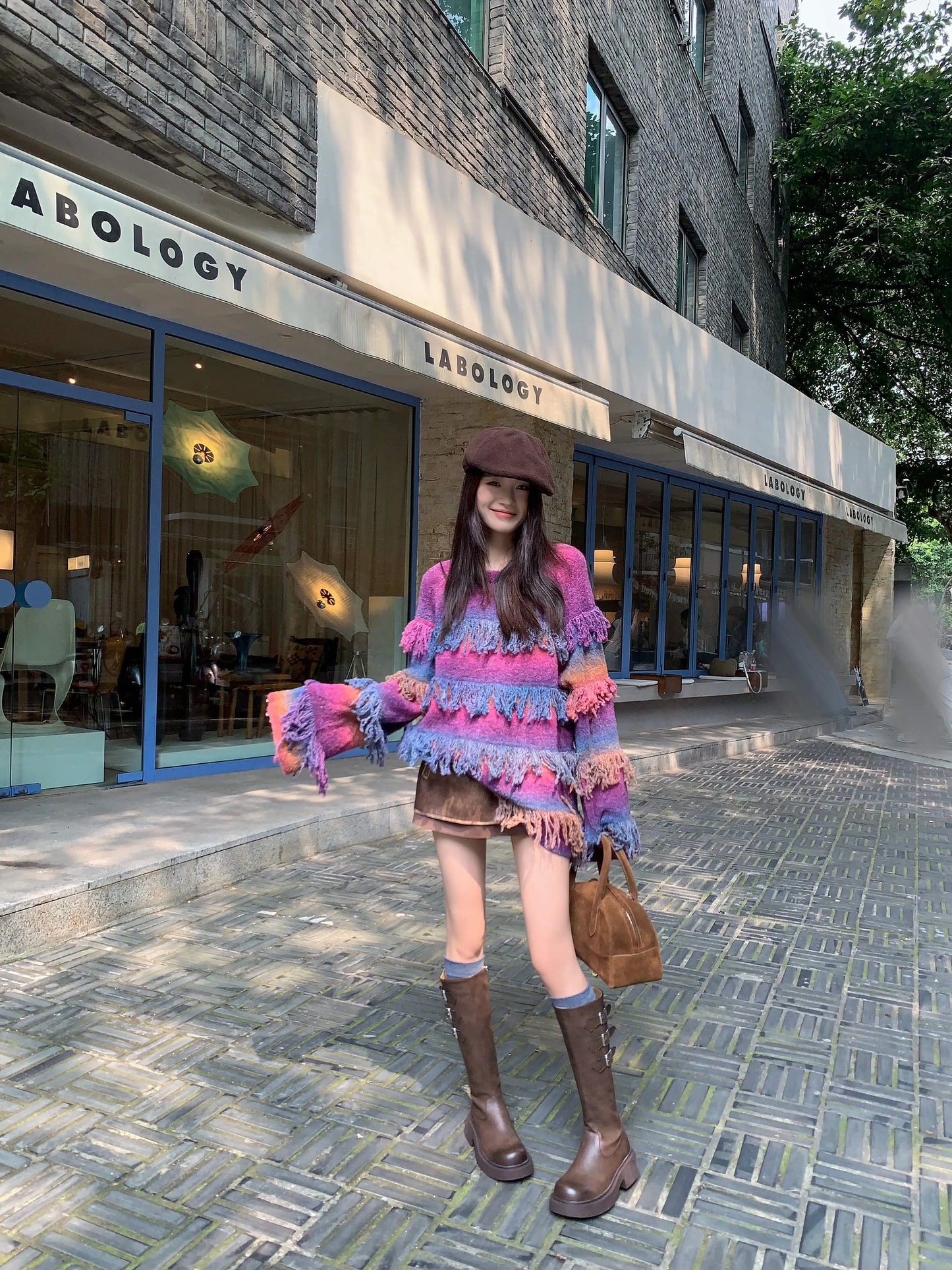 Cowhide Leather Knee-High Riding Boots — Women’s Warm Winter Heels with Belt Buckle - Ghoddosh