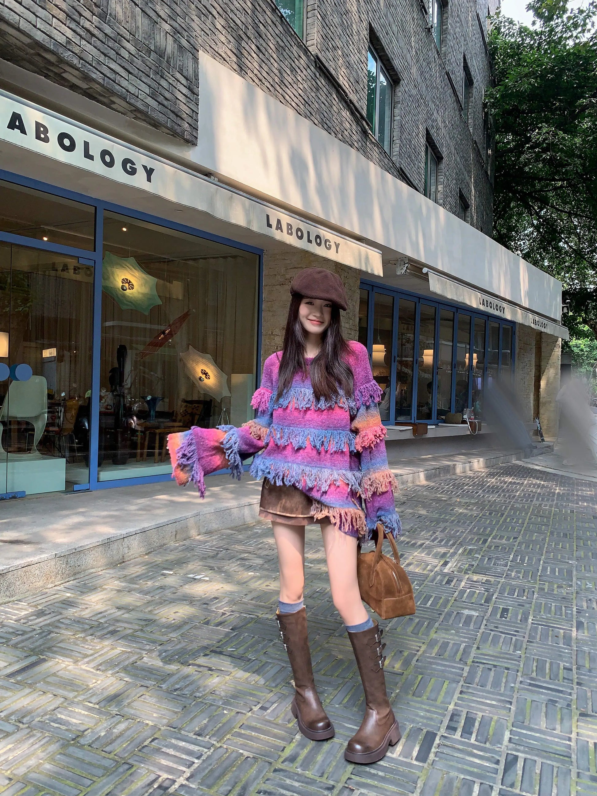 Cowhide Leather Knee-High Riding Boots — Women’s Warm Winter Heels with Belt Buckle - Ghoddosh