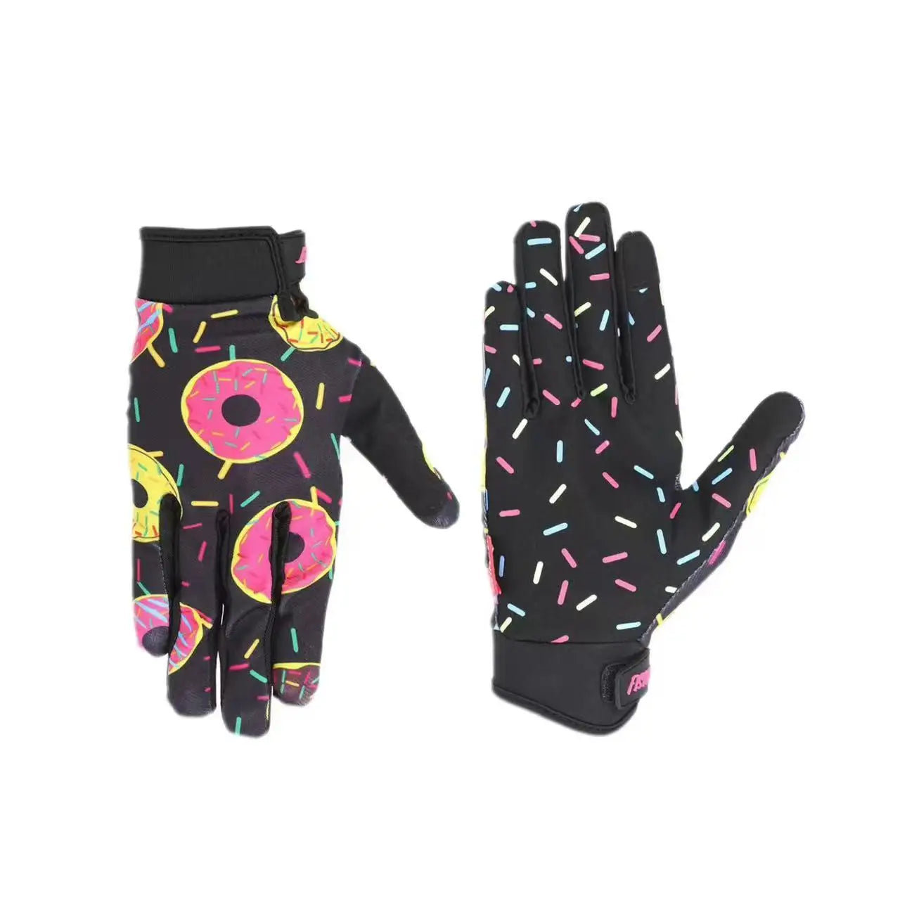Kids Glitz Donut Wheel Gloves – Colorful Long-Finger Touchscreen Riding Gloves
