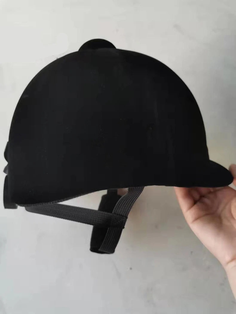 Children’s Velvet Equestrian Helmet – Adjustable ABS Safety Cap for Horse Riding (50–59cm)
