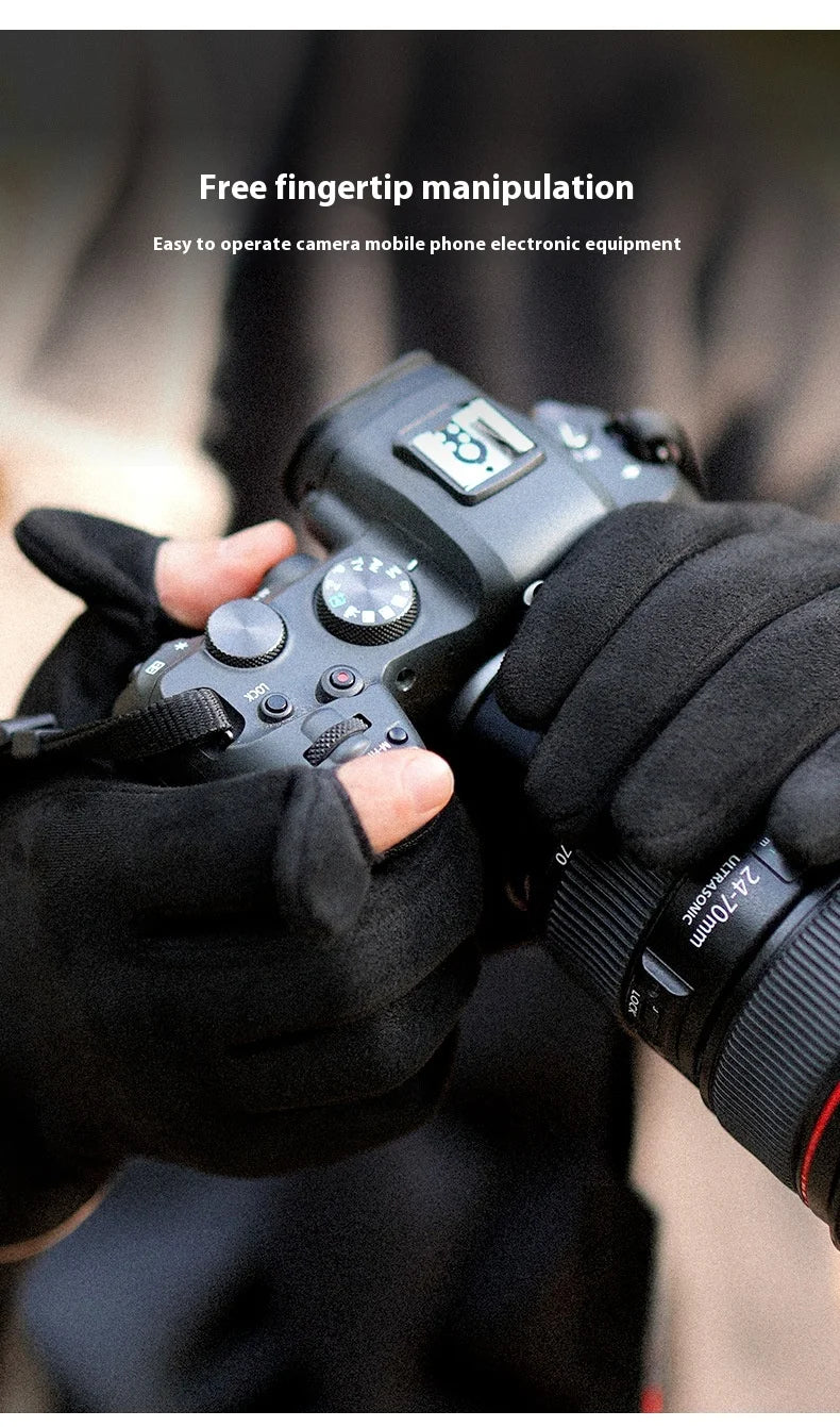 Men’s Insulated Riding Gloves — Thick Fleece Lining, Suede Anti-Slip Palm & Touchscreen Function - Ghoddosh