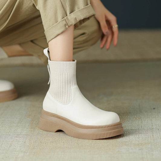 Casual Round-Toe Slip-On Ankle Boots - Ghoddosh