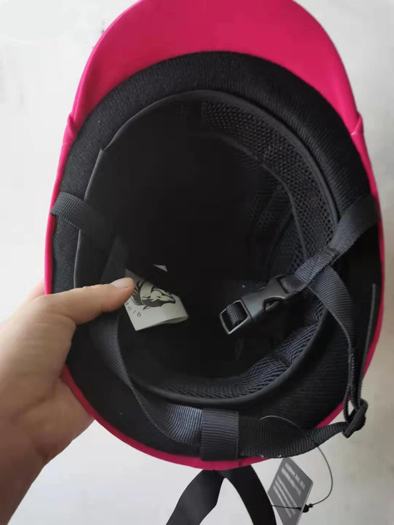 Children’s Velvet Equestrian Helmet – Adjustable ABS Safety Cap for Horse Riding (50–59cm)