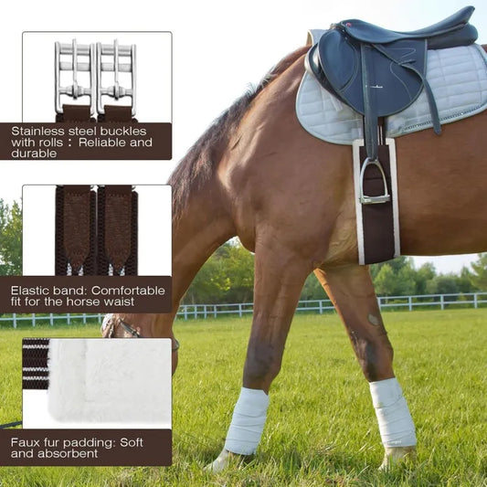 Fleece-Padded Dressage Girth with Elastic and Stainless Buckles for English Saddles. @ ghoddosh.com
