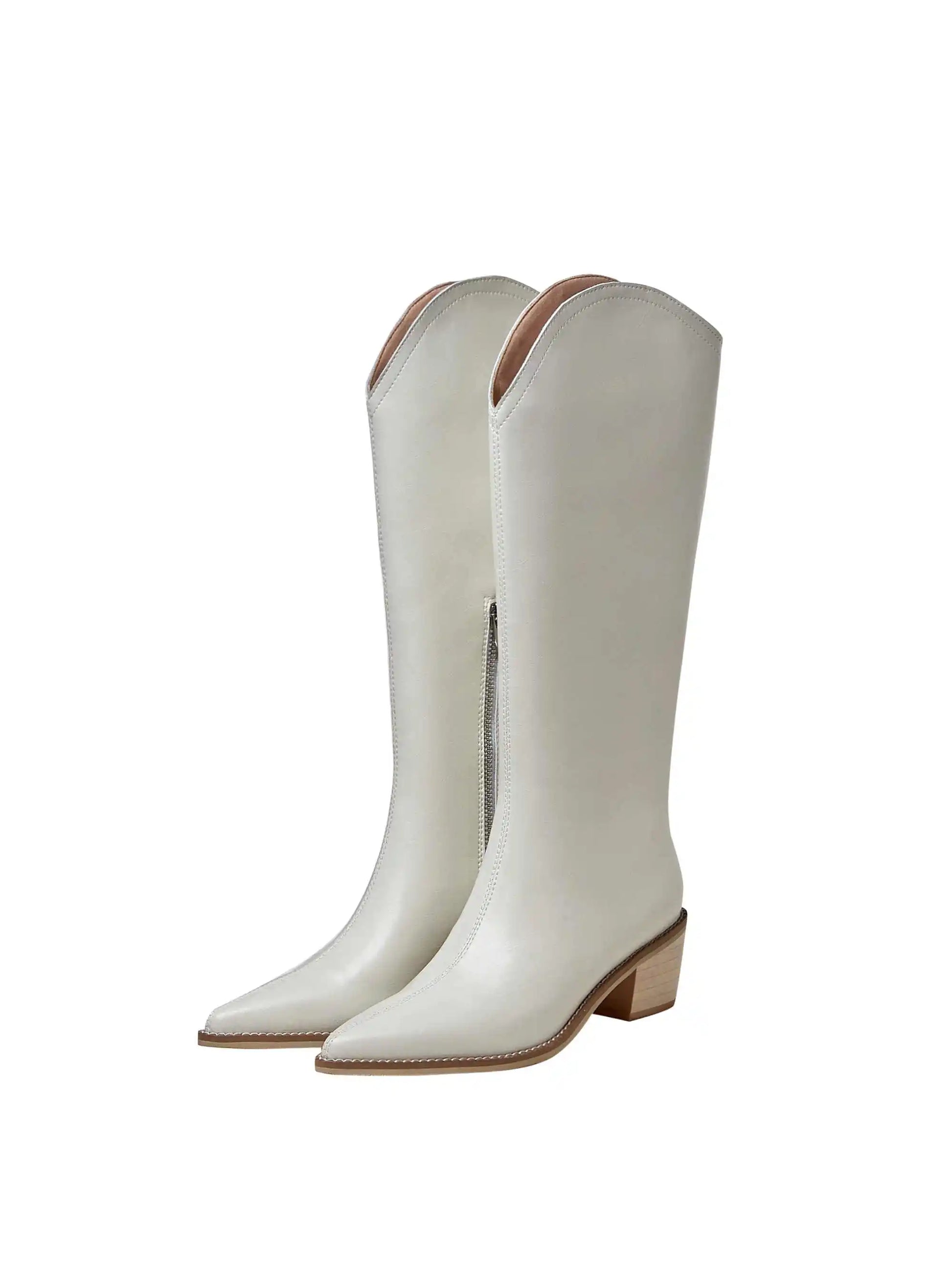 New Arrival Chic Cow Leather  Pointed Toe Riding Boots - Ghoddosh