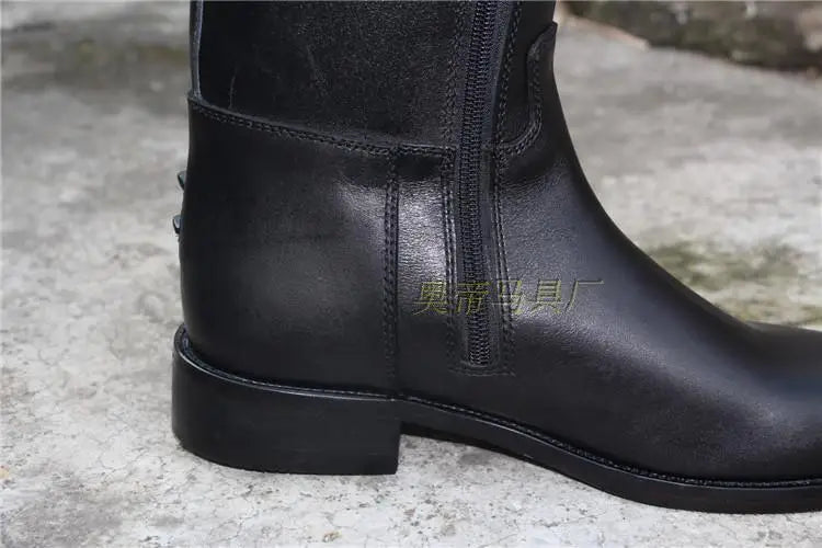 Aoud Full-Leather Equestrian Boots – Unisex Dressage Zip-Up Riding Boots
