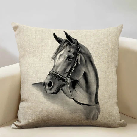 Horse Customized Cushion Cover  45x45cm Linen Pillow Case - Ghoddosh