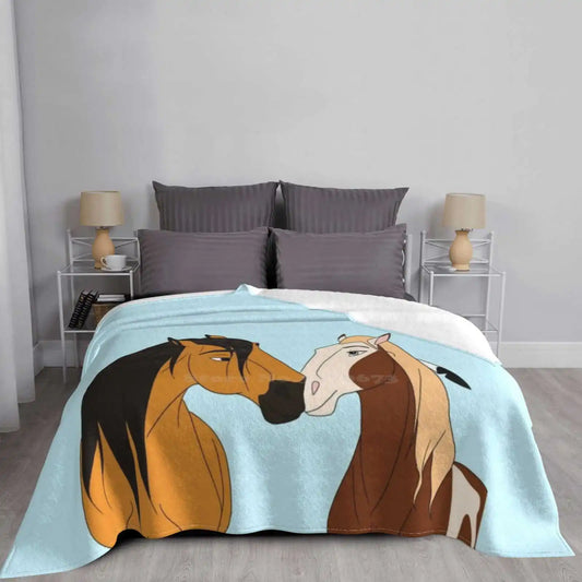 Premium Double-Layer Kids High quality  horse printed  Blanket