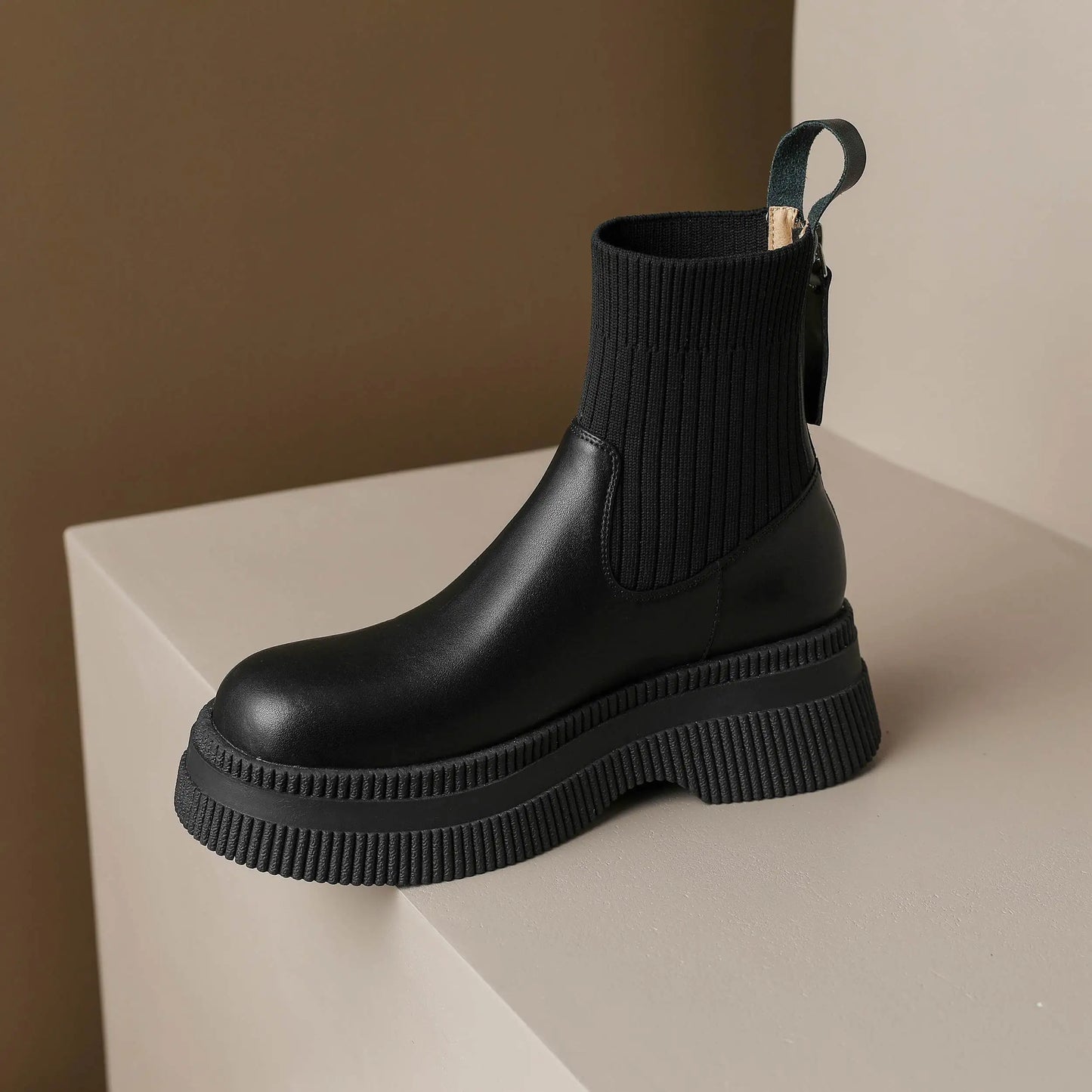 Casual Round-Toe Slip-On Ankle Boots - Ghoddosh