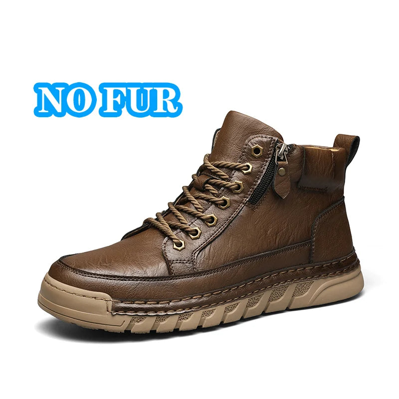 Men's Premium Leather Ankle Boots. Comfortable , Non Slip Footwear - Ghoddosh