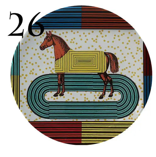 Jungle Horse Series Decorative Plates - European-Style Round Ceramic Shapes @ghoddosh.com