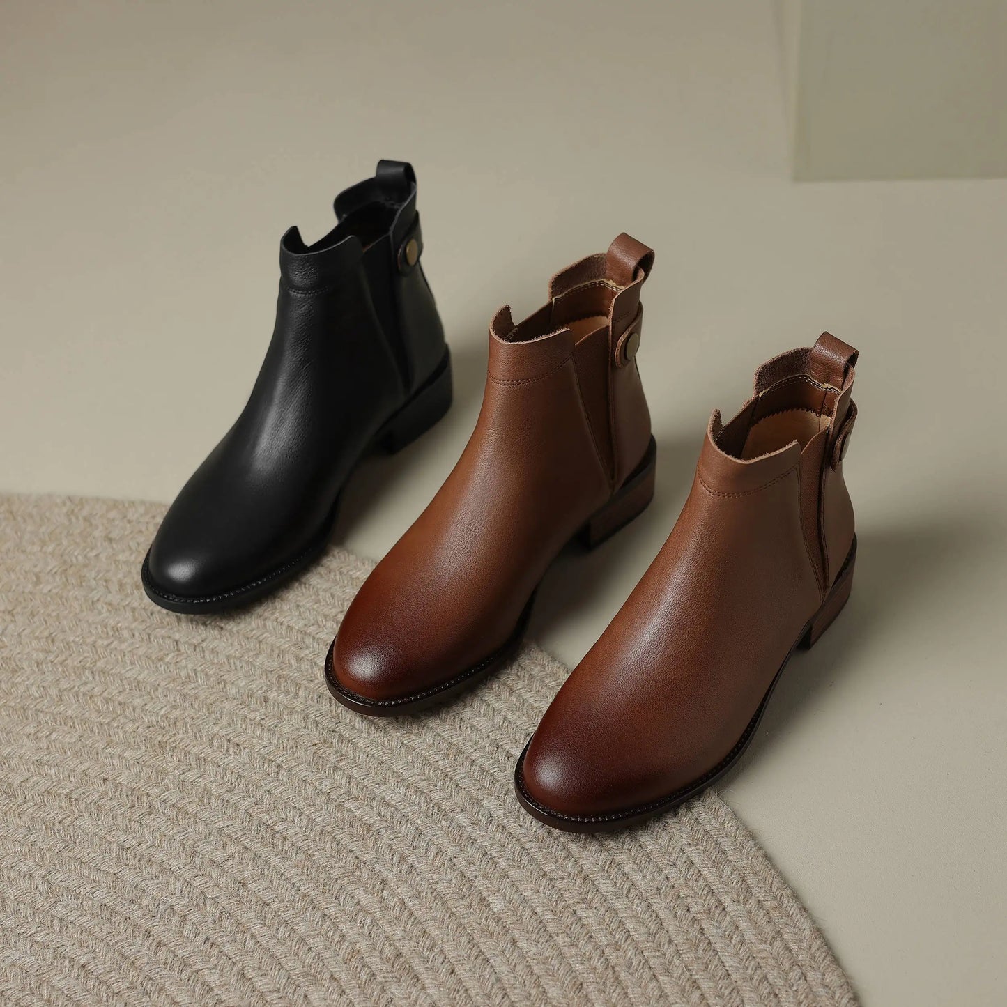 Men’s Genuine Leather Chelsea Ankle Boots — Durable Round-Toe, Elastic Gusset,- Ghoddosh