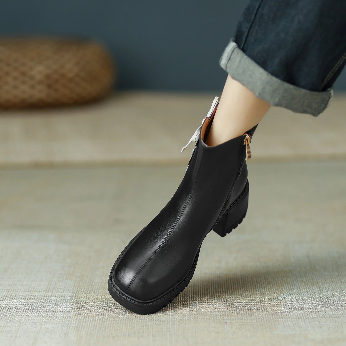 2026 Full Grain Leather , Square Toe , Thick High Heels Retro Fashion  Handmade Bowtie  - with Hearts  - Ghoddosh