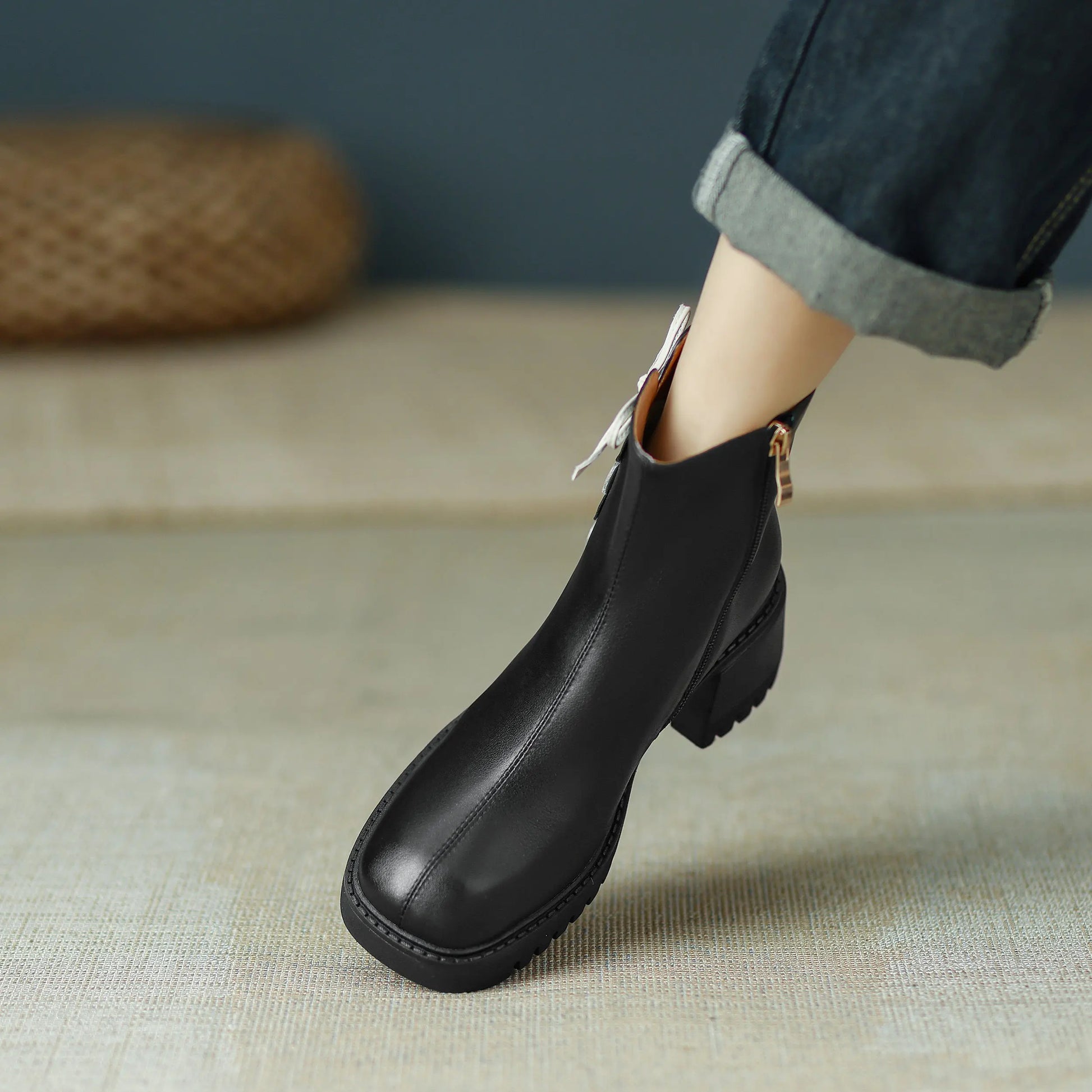 2026 Full Grain Leather , Square Toe , Thick High Heels Retro Fashion  Handmade Bowtie  - with Hearts  - Ghoddosh