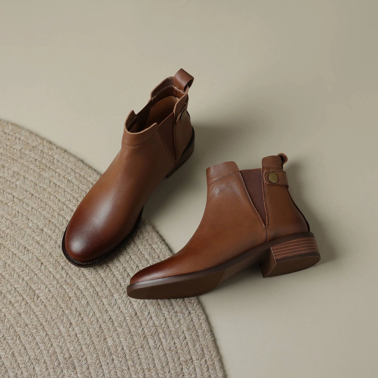 Men’s Genuine Leather Chelsea Ankle Boots — Durable Round-Toe, Elastic Gusset,- Ghoddosh